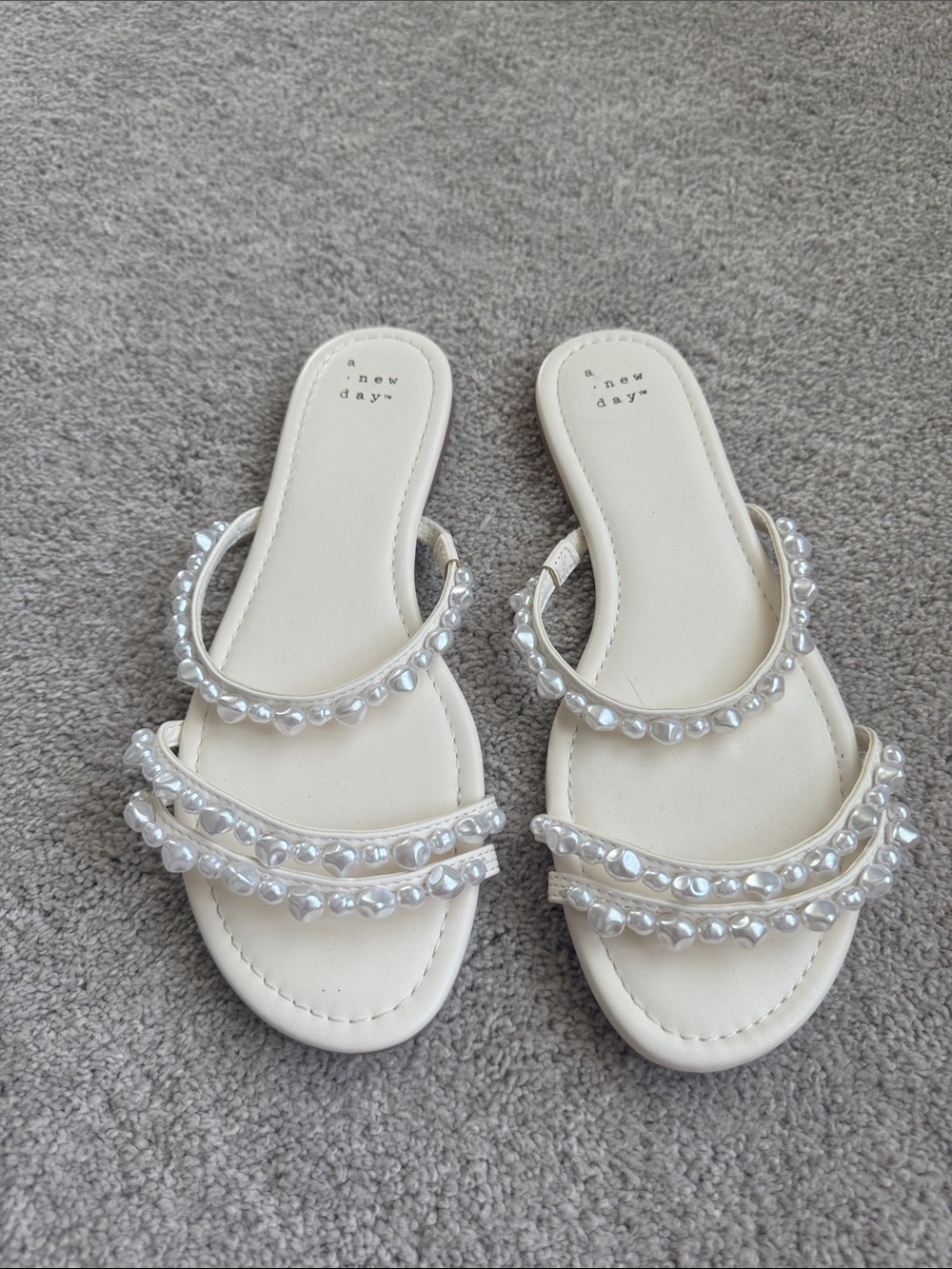 a new day Ivory Pearl-Trim Slide Sandals